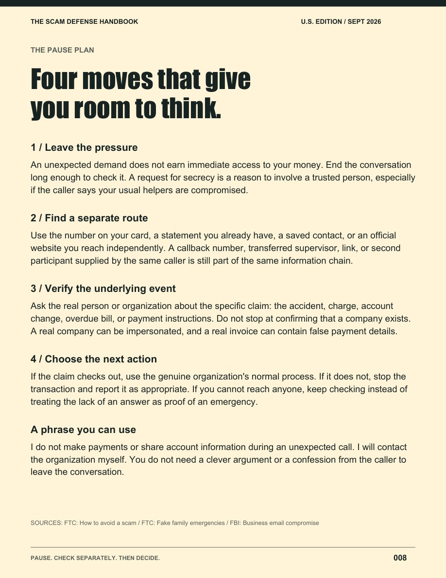The four-step pause plan page